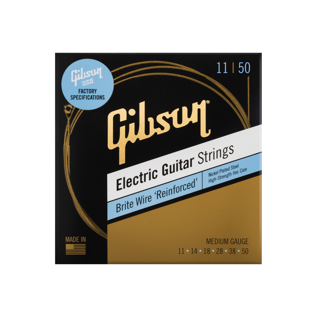 Gibson Brite Wire Reinforced Electric Guitar Strings, Medium Gauge(SEG-BWR11)