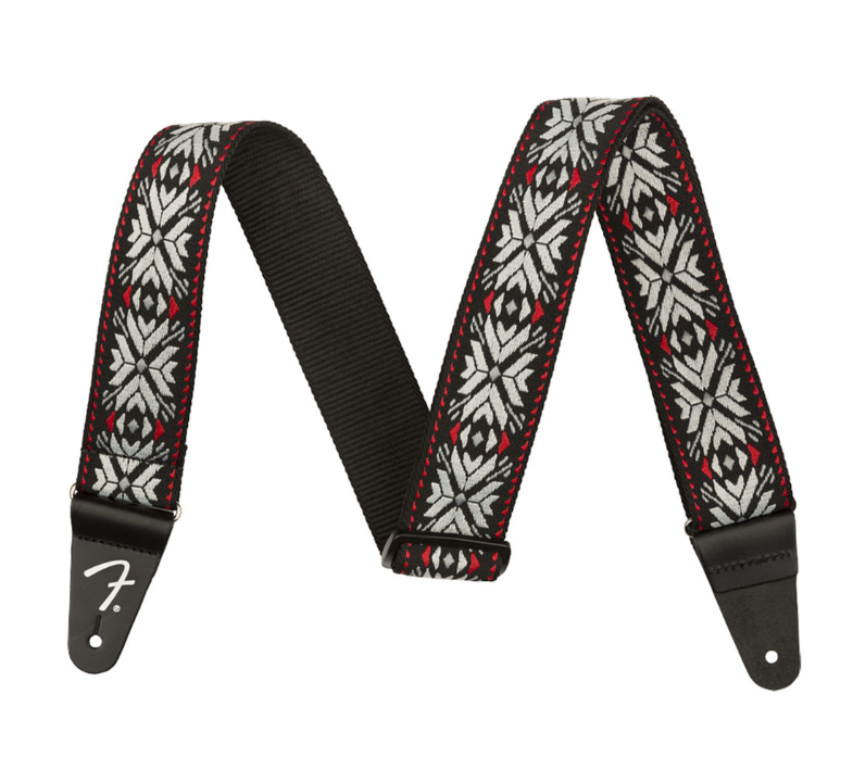 Fender Pasadena Woven Strap, Red Snowflake, 2"