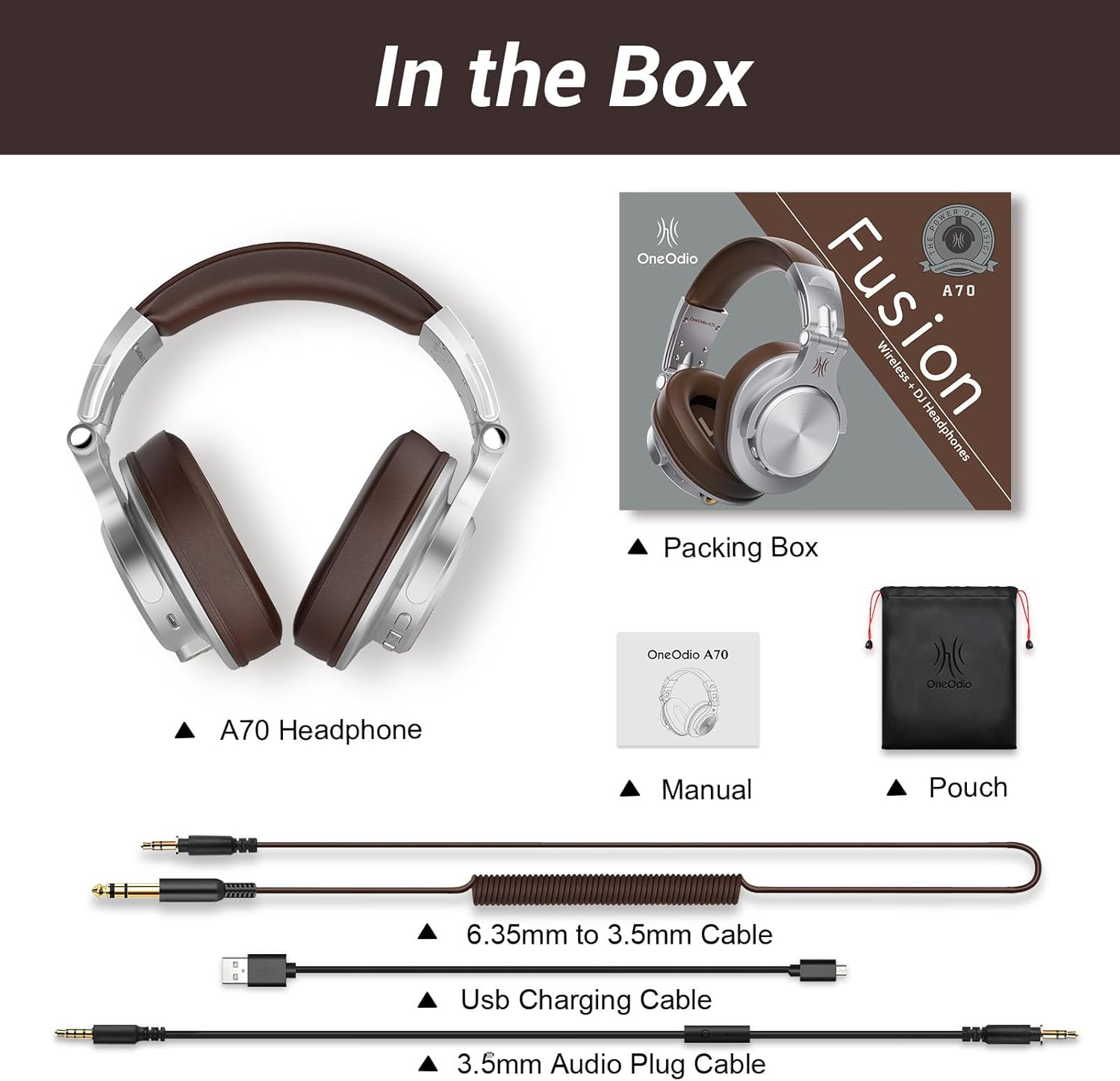 OneOdio A70 Silver-brown