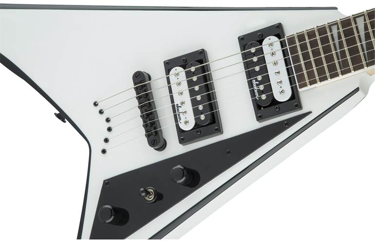 Jackson JS Series Rhoa JS32T Amarath Fing, White with Black Bevels
