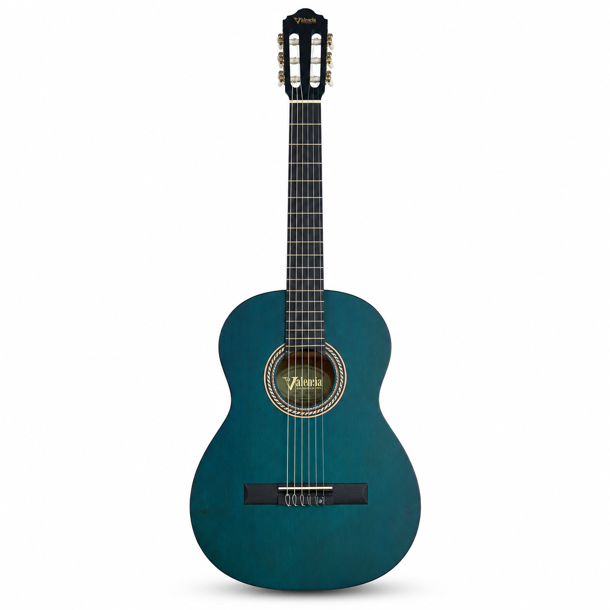 Valencia VC203TBU 3/4 Sized Classical Guitar, Transparent Blue