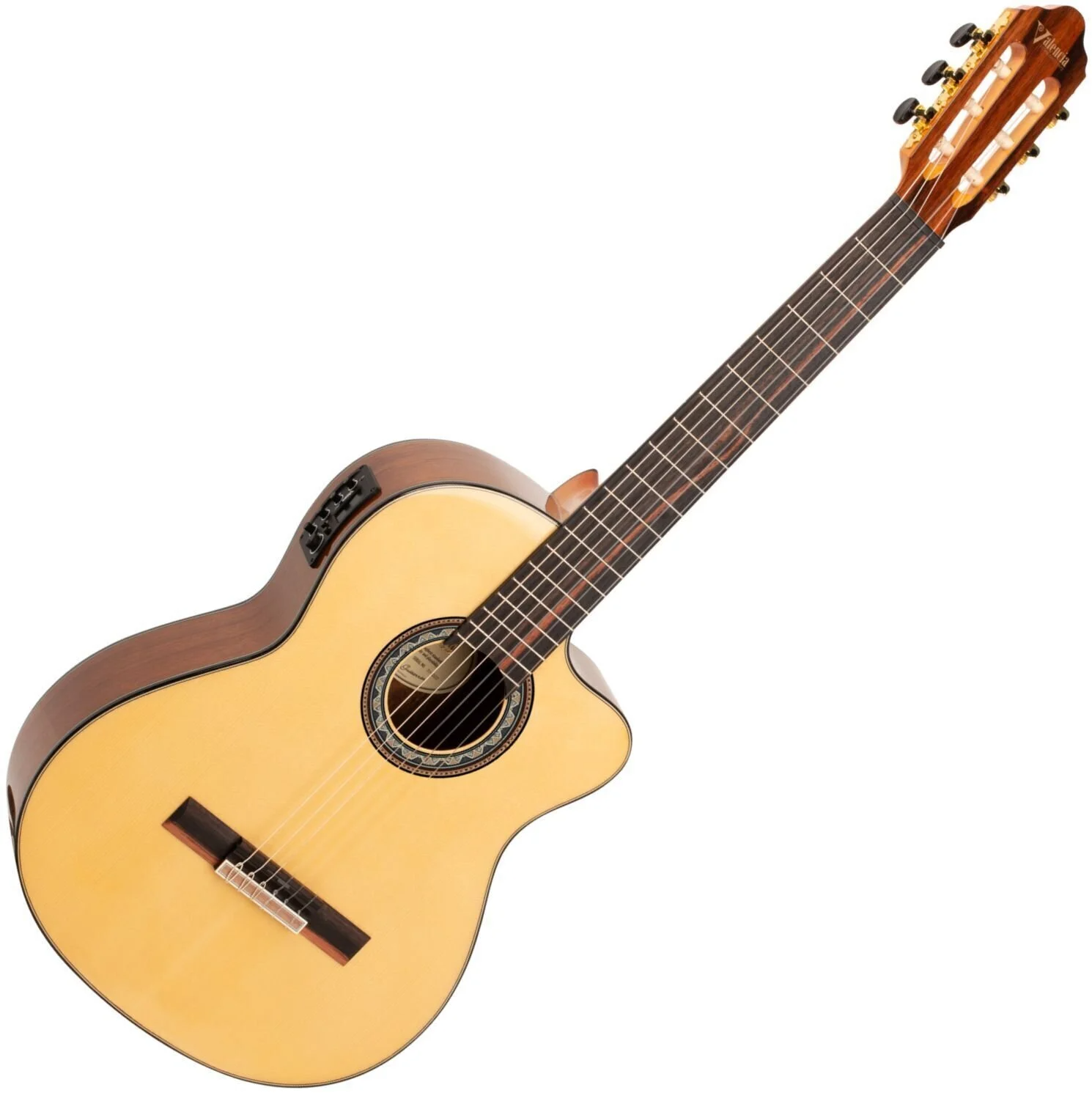 Valencia VC304CE Classical Guitar, Natural, Cutaway Electric